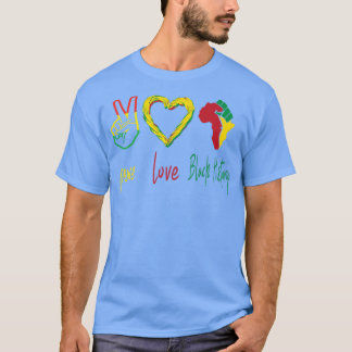 Camiseta Paz, Amor, História Negra Mês do Orgulho Negro Lib