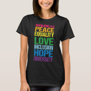 Camiseta Paz Amor Inclusão Igualdade Diversidade Direitos H
