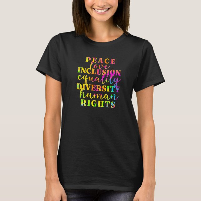 Camiseta Paz Amor Inclusão Igualdade Diversidade Direitos H (Frente)