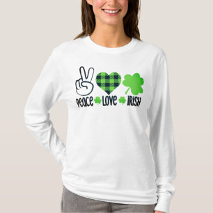 Camiseta Paz Amor Irlandês Design do Dia de São Patrício-66