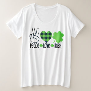 Camiseta Paz Amor Irlandês Design do Dia de São Patrício-66