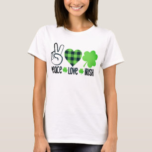 Camiseta Paz Amor Irlandês Design do Dia de São Patrício-66