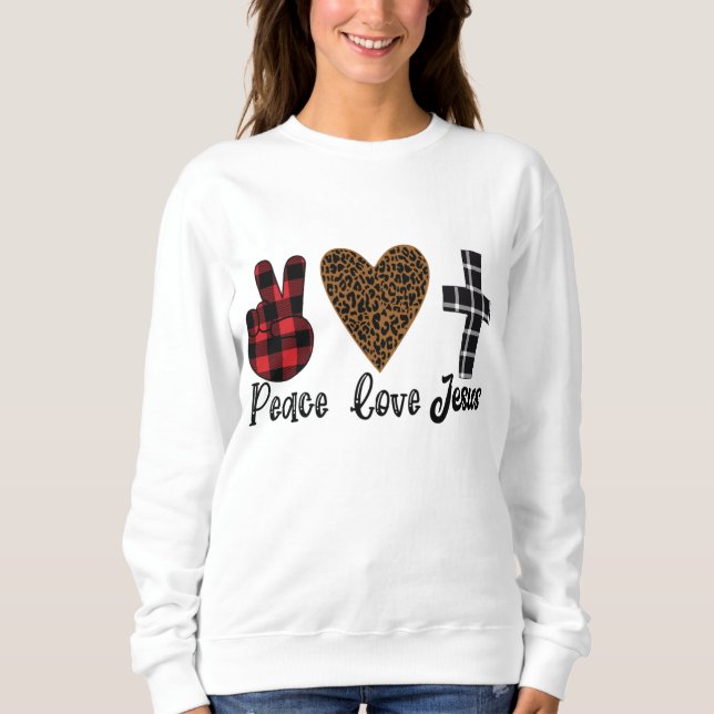 Camiseta Paz Amor Jesus Presente para as Mulheres Cristãs L (Frente)