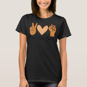 Camiseta Paz Amor Justiça Melanina História Negra Mês Vin