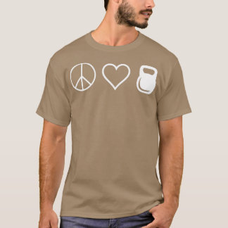 Camiseta Paz Amor Kettlebels Engraçado Engraçado Trabalho B
