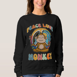 Camiseta Paz Amor Macaco Primata Hippie Yoga Meditação
