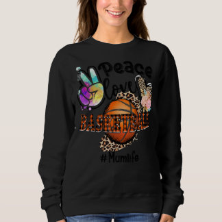 Camiseta Paz Amor Mãe de Basquete Vida Mãe Avó Leopardo