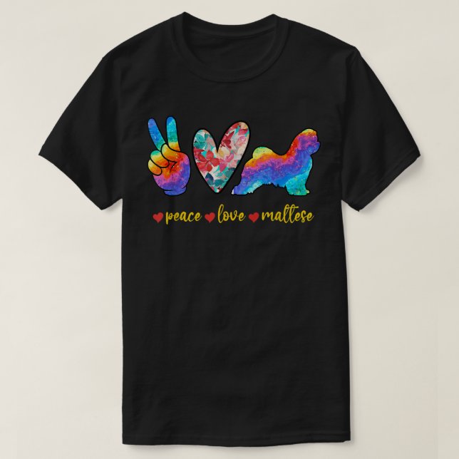Camiseta Paz Amor Maltês  (Frente do Design)