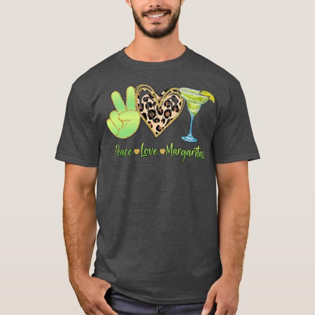 Camiseta Paz Amor Margaritas Bebendo Coquetéis Mulheres (Frente)