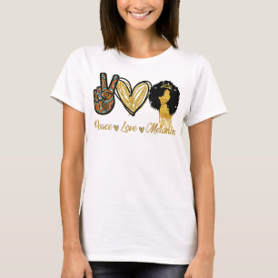 Camiseta Paz Amor Melanin Menina Negra Garota Afro Rainha B