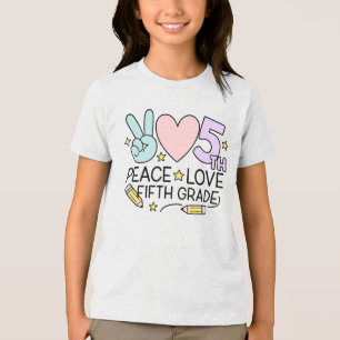 Camiseta Paz Amor Meninas do Quinto Ano Volta às Aulas