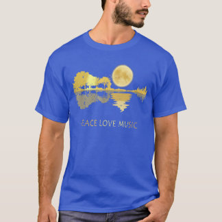 Camiseta Paz Amor Música Guitarra Lago Sombra Hippie Músico