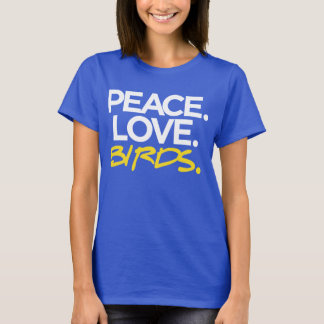 Camiseta Paz. Amor. Pássaros.
