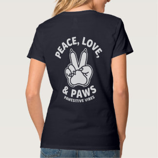 Camiseta Paz Amor & Patas Vibrações Pawesitivas Amante de C