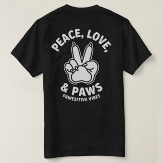 Camiseta Paz Amor & Patas Vibrações Pawesitivas Amante de C