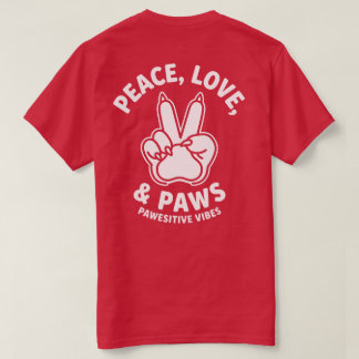 Camiseta Paz Amor & Patas Vibrações Pawesitivas Amante de C