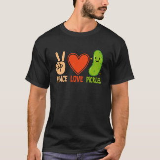 Camiseta Paz Amor Picles Design Divertido Amante de Picles