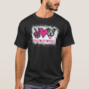 Camiseta Paz Amor Pitbull Dono de Animais de Companhia Pele