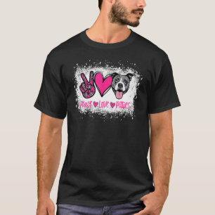 Camiseta Paz Amor Pitbull Dono de Animais de Companhia Pele