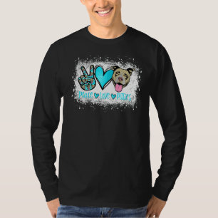Camiseta Paz Amor Pitbull Dono de Animais de Companhia Pele