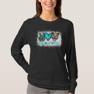 Camiseta Paz Amor Pitbull Dono de Animais de Companhia Pele