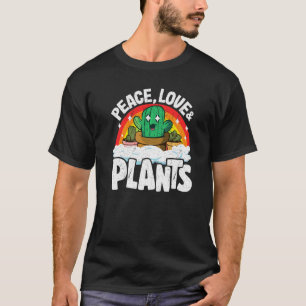 Camiseta Paz Amor & Plantas Cactus Arco-íris Plano de Paisa