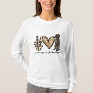 Camiseta Paz Amor Pôster Alemão Abreviado Pôr Cachorro