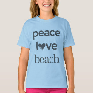 Camiseta Paz Amor Praia   Gráfico de Impressão Costeira Ens