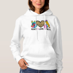 Camiseta Paz Amor Pré-K Leopard Tie Dye De Volta À Escola