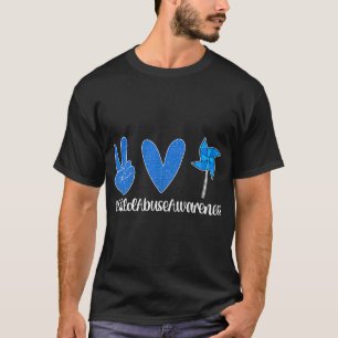 Camiseta Paz Amor Prevenção de Abuso Infantil Mês de Consci