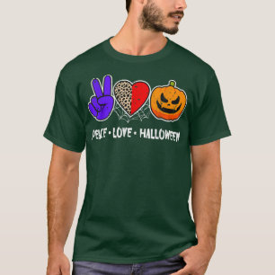Camiseta Paz, Amor, Pumpkin Queda Leopardo Imprime Frio Hal