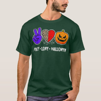 Camiseta Paz, Amor, Pumpkin Queda Leopardo Imprime Frio Hal