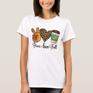 Camiseta Paz, Amor, Pumpkin Spice Latte de Queda Leopardo