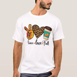 Camiseta Paz, Amor, Pumpkin Spice Latte de Queda Leopardo