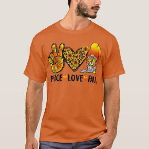 Camiseta Paz Amor Queda Gnomo Bonito Autumn Pumpkin Engraça