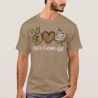 Camiseta Paz Amor Queda Leopardo outono Queda Graças Alô