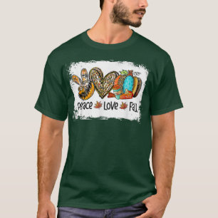 Camiseta Paz Amor Queda Outono Leopard Heart Pumpkin Obriga