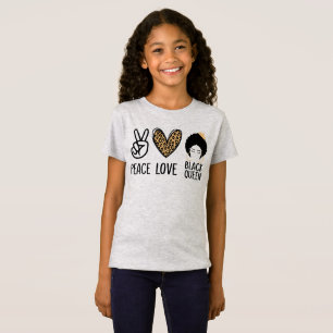 Camiseta Paz Amor Rainha Negra Leopardo Negra Mulheres Negr