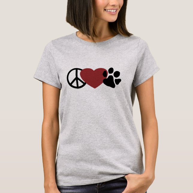 Camiseta Paz-Amor-(Rosa)Paw (Frente)