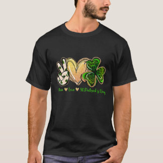 Camiseta "Paz Amor Rua Dia De Patrick Mulheres Leopardo Sh"