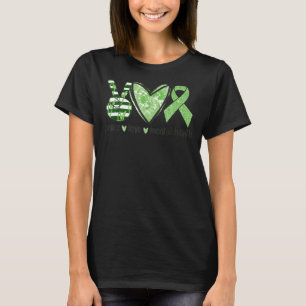 Camiseta Paz Amor Saúde Mental Sensibilização Fita Verde