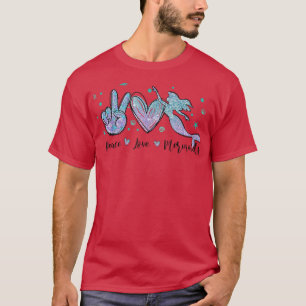 Camiseta Paz Amor Sereias Esquadrão Tie Dye Figurume Bonito