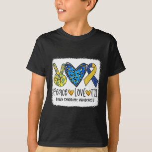 Camiseta Paz Amor T21 Cura Azul Amarelo Conscientização Sín