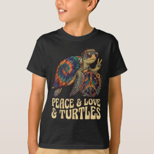 Camiseta Paz amor tartarugas retro hippie tartaruga marinha