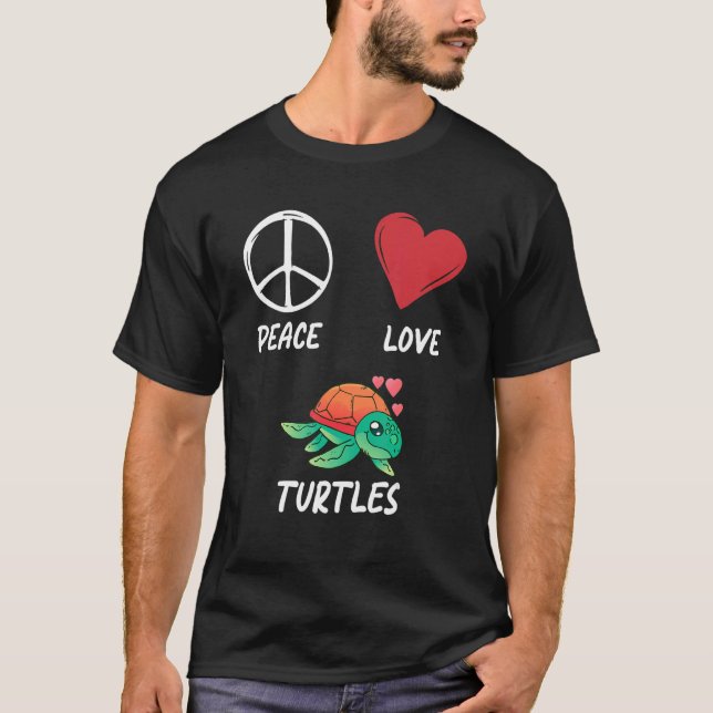 Camiseta Paz Amor Tartarugas Tartarugas Pacifistas Fanati (Frente)