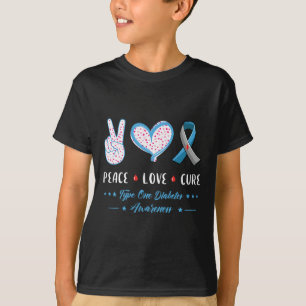 Camiseta Paz Amor Tipo Um Diabetes Sensibilização Homens Mu