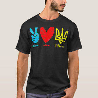 Camiseta Paz, Amor, Ucrânia, Bandeira Ucraniana, Eu Fico Co