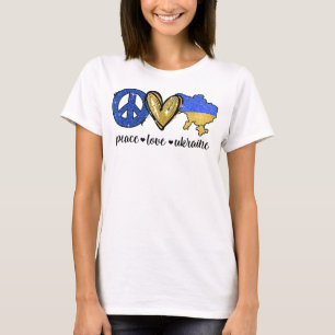 Camiseta Paz, Amor, Ucrânia, Bandeira Ucraniana, Eu Fico Co