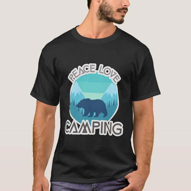 Camiseta Paz amor Urso Camping menina (Frente)