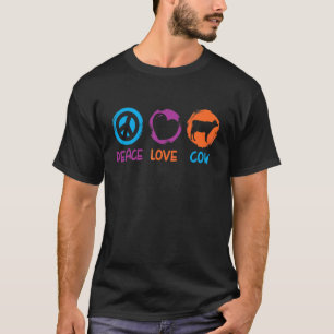 Camiseta Paz Amor Vaca Mulheres Homens Animal Celeiro Anima
